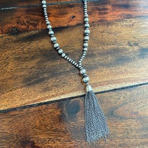 Long Navajo Pearl Necklace with Tassel